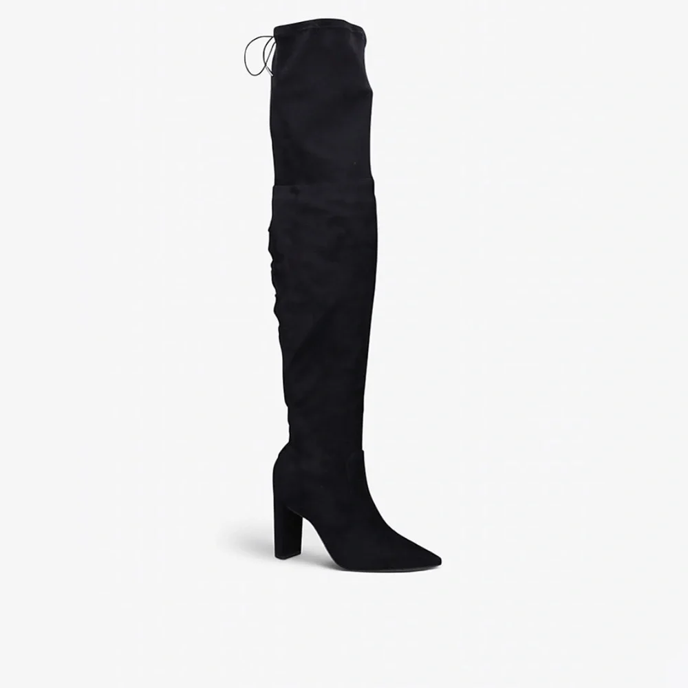 NEW CARVELA Black Second Skin wide-fit faux-leather over-the-knee boots sz 38.5